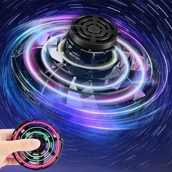 Juguete Giratorio Volador Bola Spinner Drone Bateria Luces Variante Color Negro