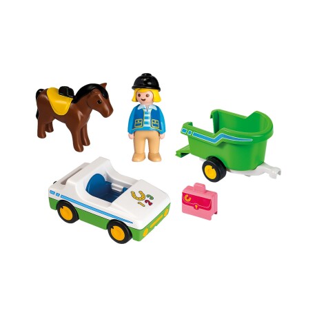 Playmobil Juguete 1.2.3 coche con remolque de caballo Playmobil Juguete 1.2.3 coche con remolque de caballo