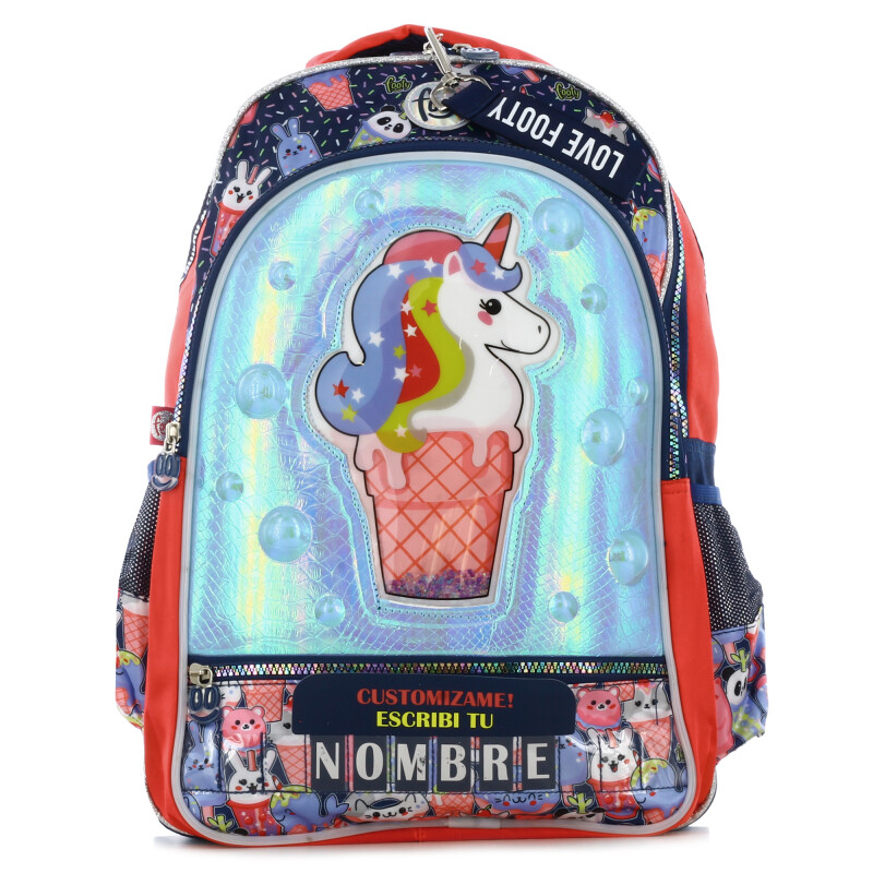 Mochila Footy Unicornio Con Luces Azul Marino - Multicolor