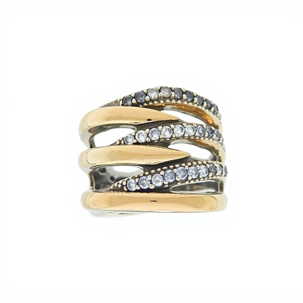 Anillo Entrelazado-Plata y Oro-Piedra Zirconia-AN5372 conpiedra