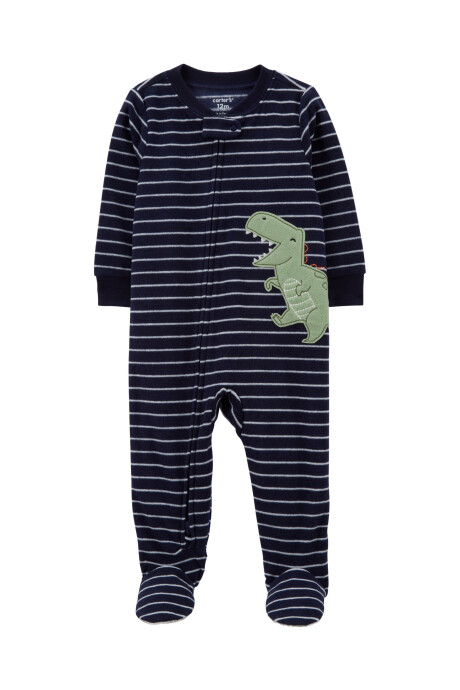 Pijama una pieza de micropolar, con pie, estampa dino Sin color