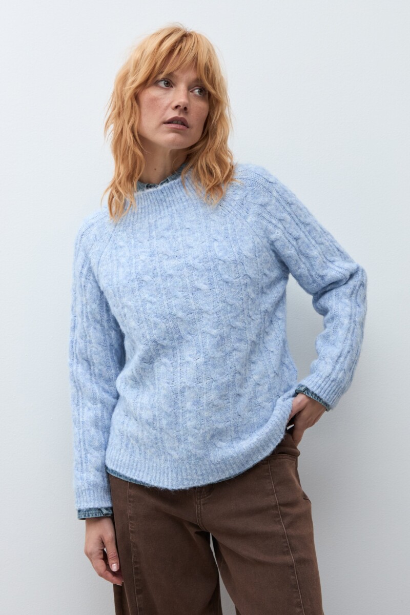 Sweater estructuras celeste melange