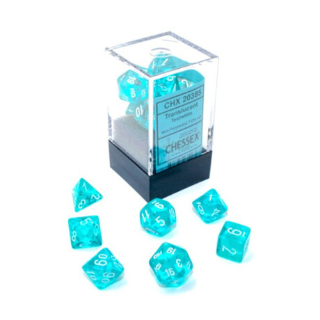 Set de 7 dados - teal white Set de 7 dados - teal white