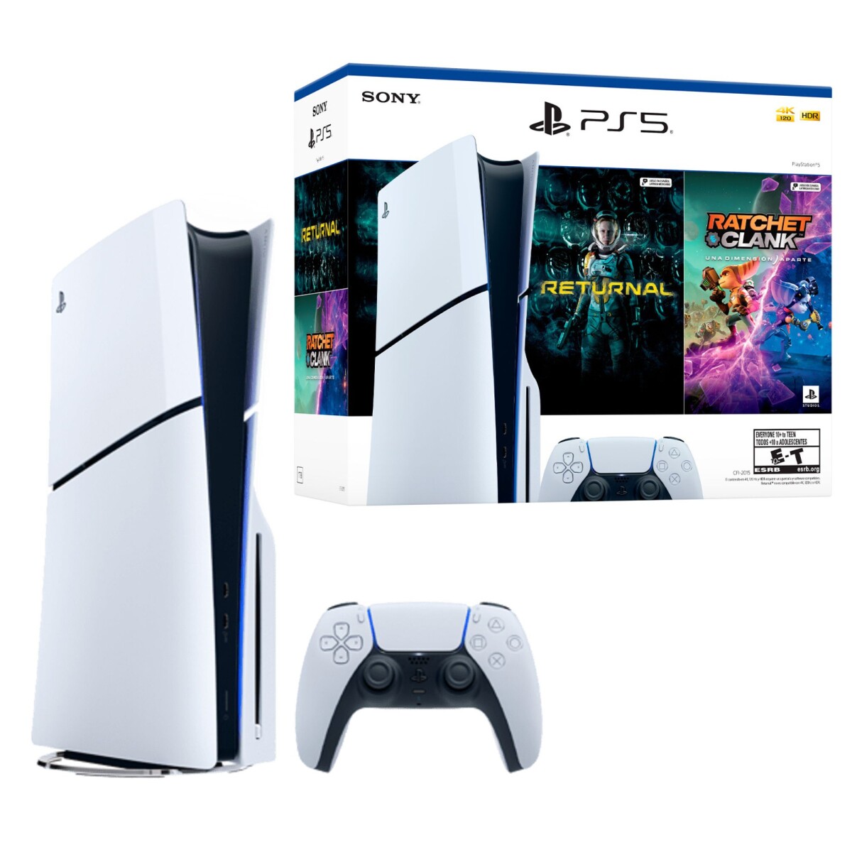 PlayStation 5 PS5 Standard Sony Slim 1TB con Lector de Disco - Incluye 2 juegos (Returnal + Ratchet & Clank) 