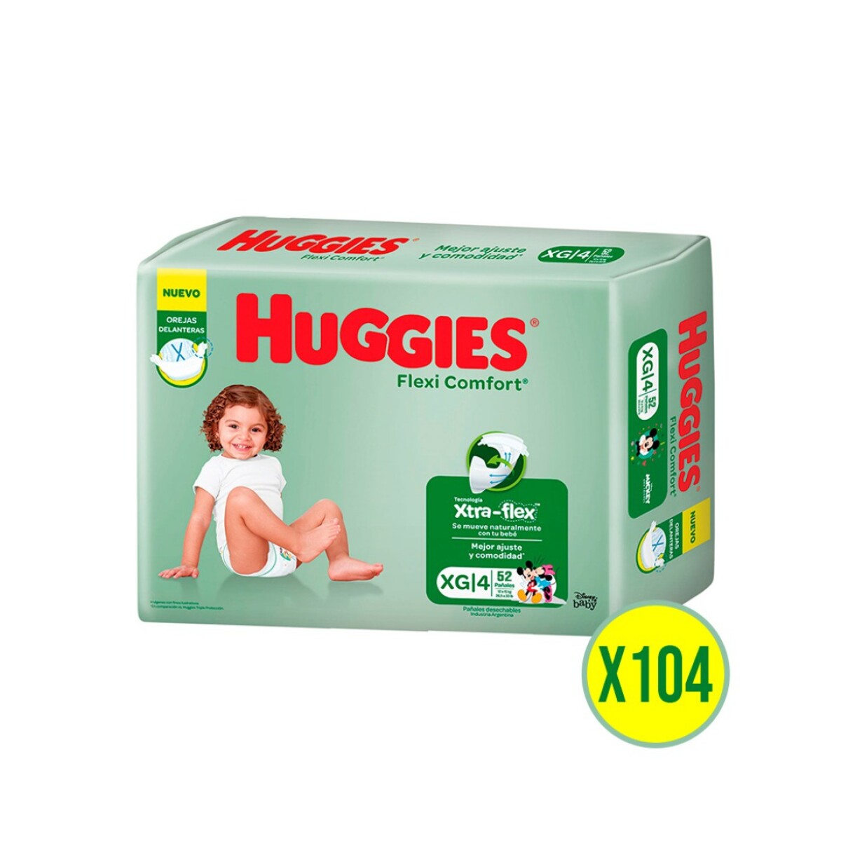 Pack Pañales Huggies Flexi Confort Xg X104 - 001 