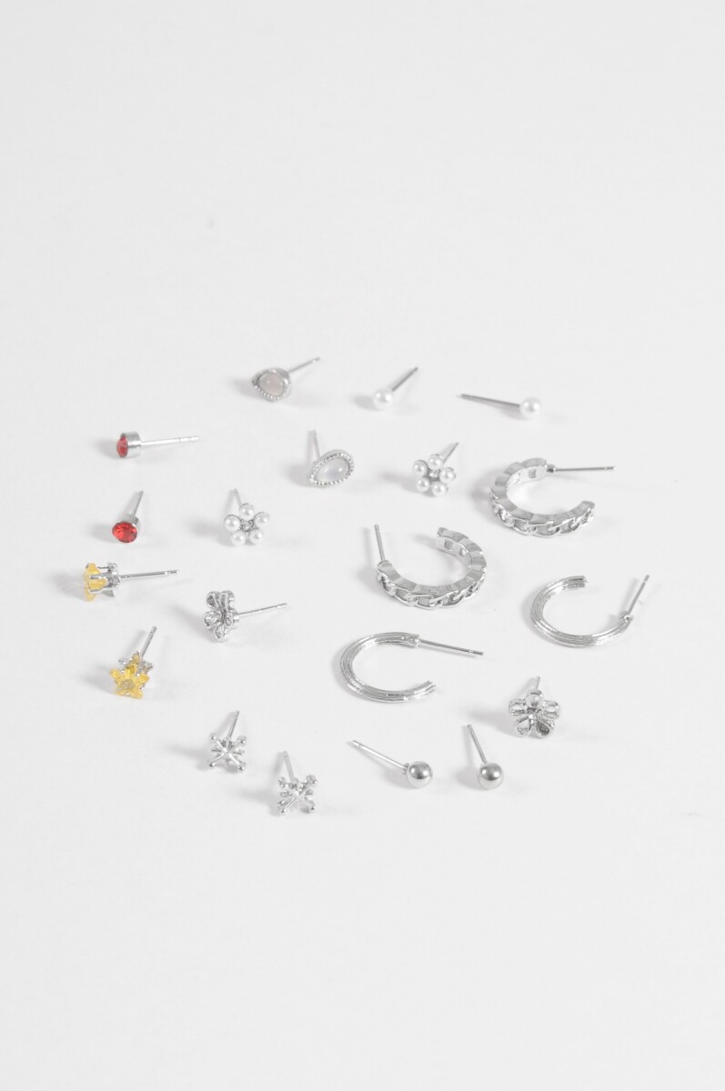 Set de 10 pins variados - plateado 
