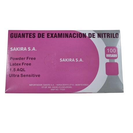 Caja de 100 Guantes de Examinación Nitrilo 1.5 Aql ROSA