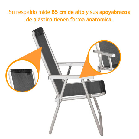 Kit 2 Reposeras Altas Plegables Aluminio Conforto Total Mor Negro