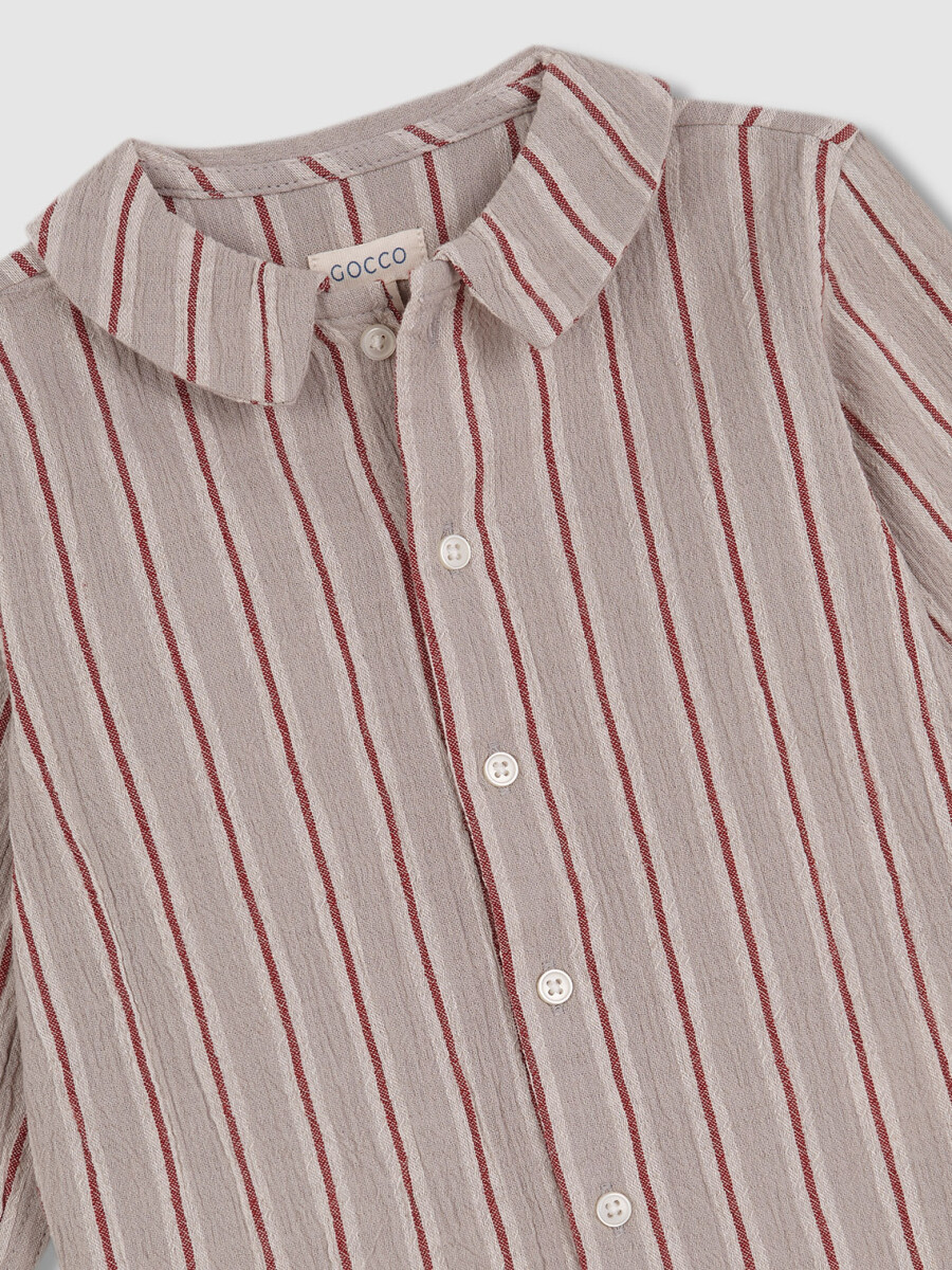 Camisa De Rayas Gris Claro