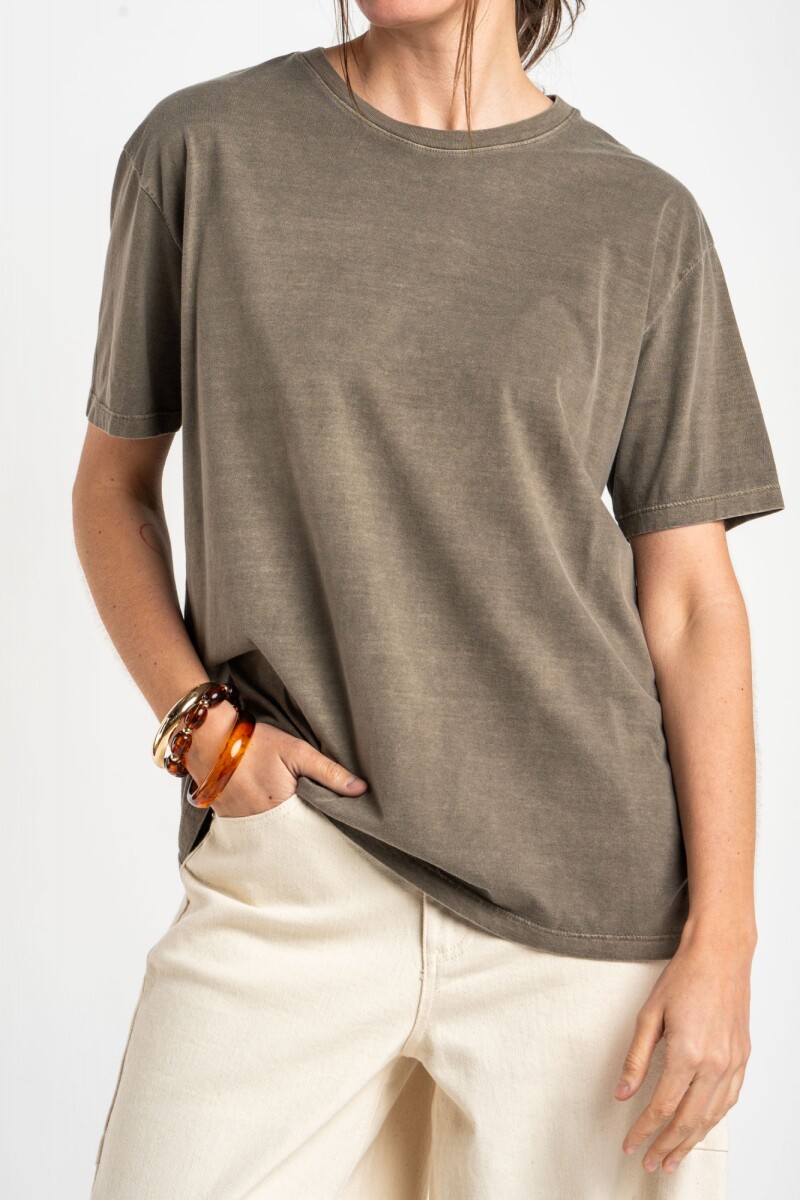 Remera Lisa Lavada Algodón - Oliva 