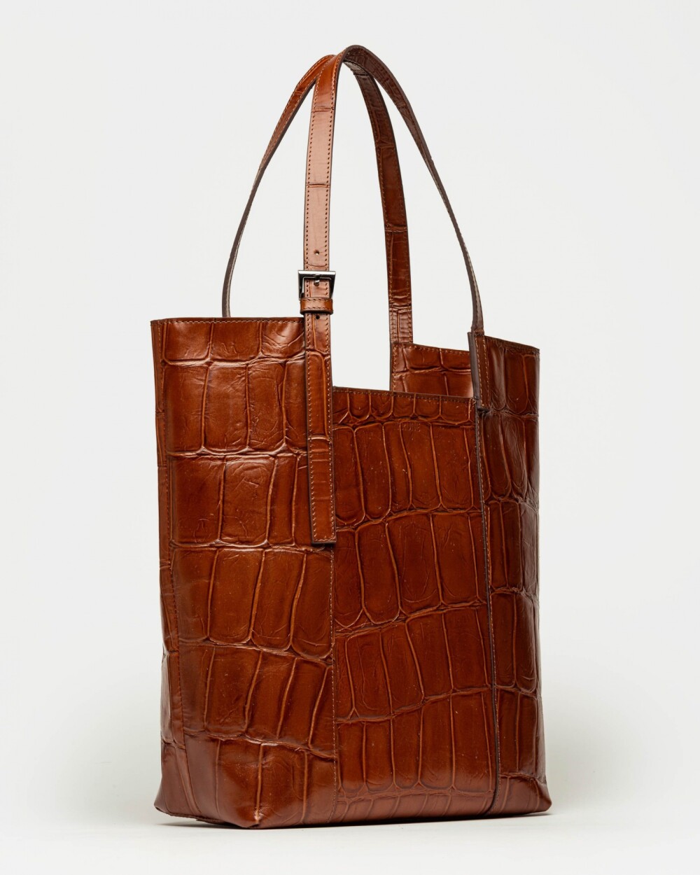 Shopper The Icon en cuero grabado big croco Cuoio