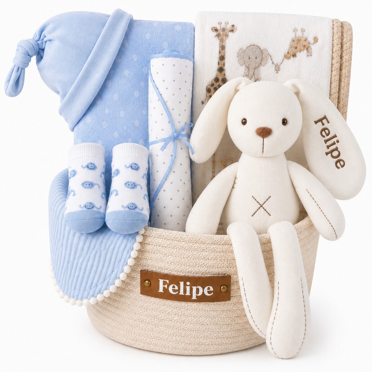 Cesta Nacimiento Cone-Cone Personalizada – Celeste 