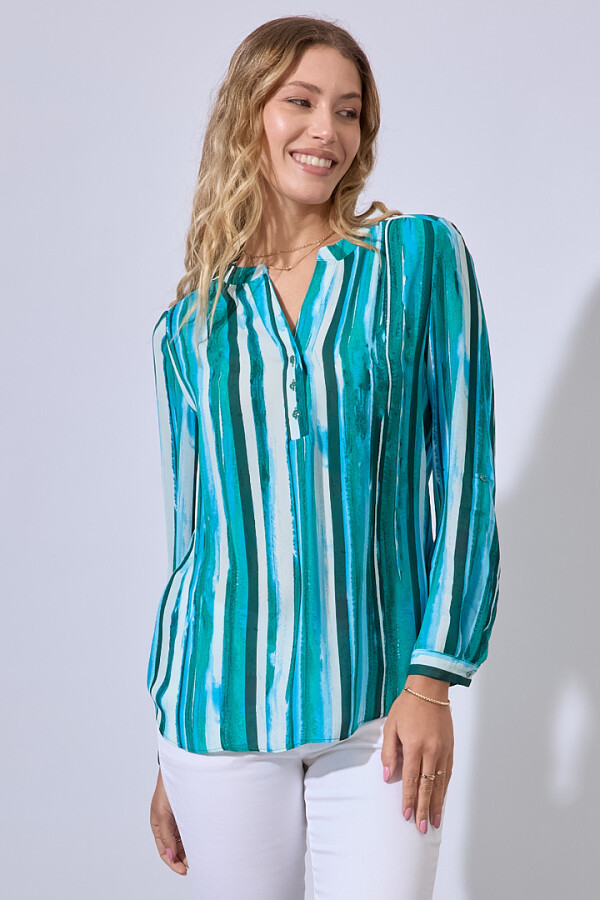 Blusa Botones Printed VERDE/MULTI