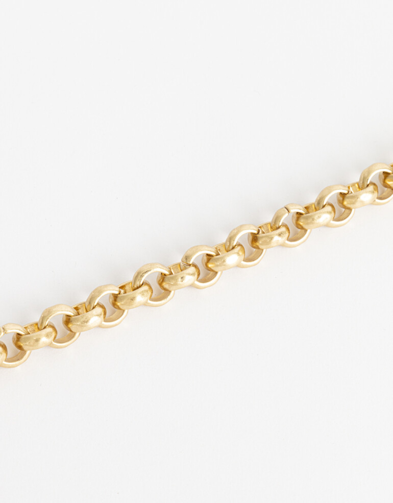 Collares Cortos Metal Collar Metal Eslabones Orgánicos - Dorado Oro Cepillado Mate