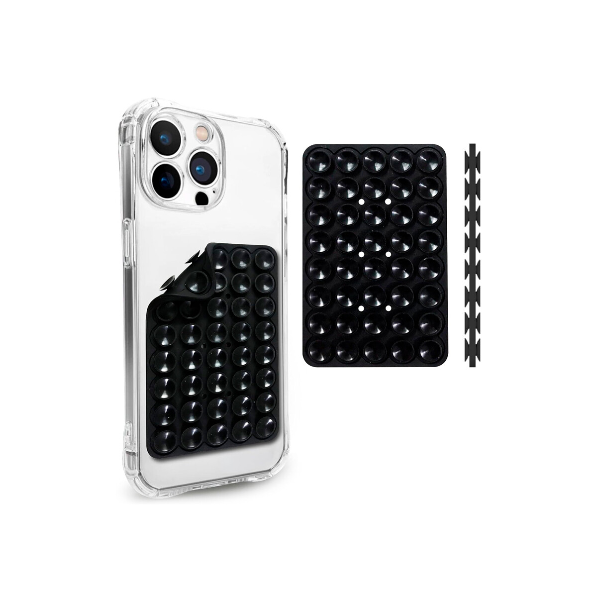 Soporte ventosa doble para celular color negro 