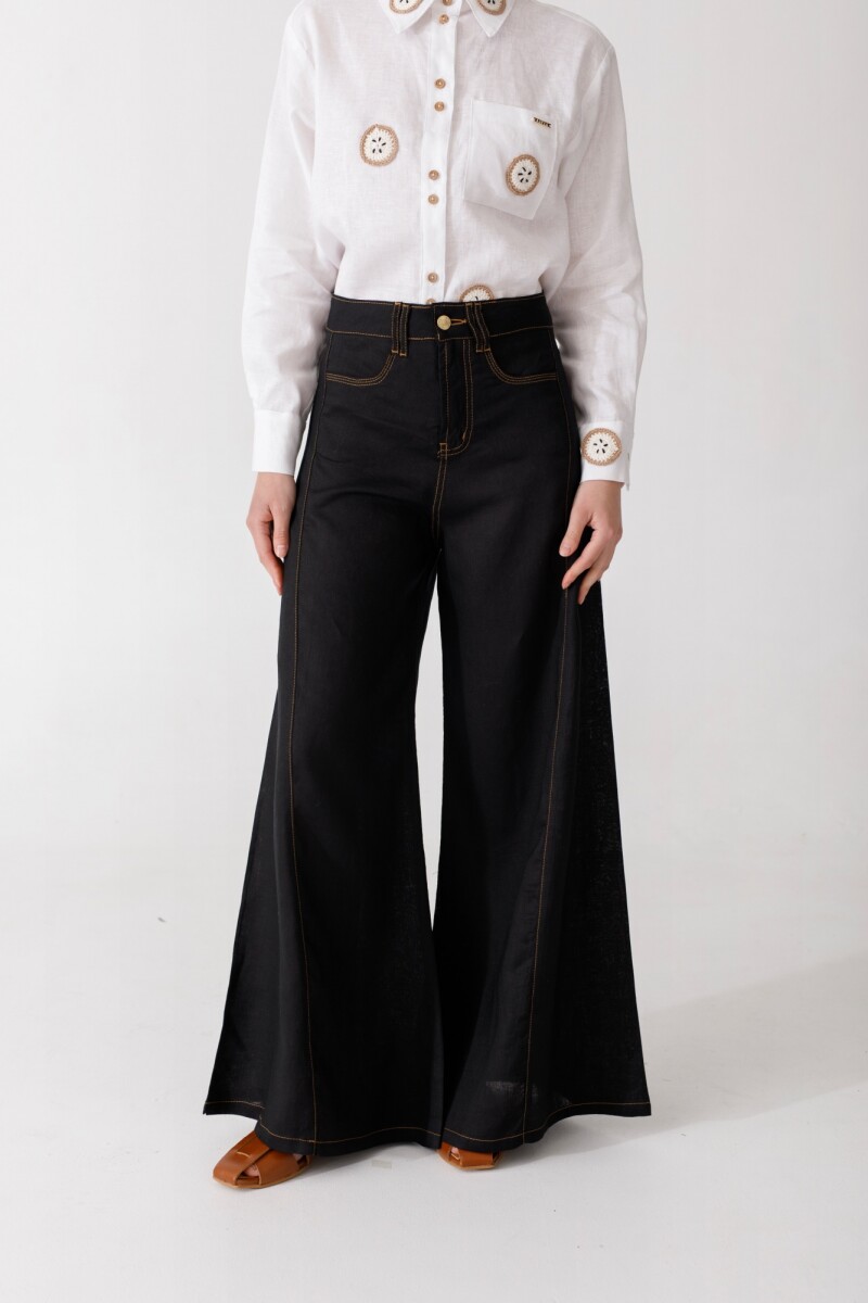 PANTALON WIDE XL LINEN SS26 Pre Venta Negro