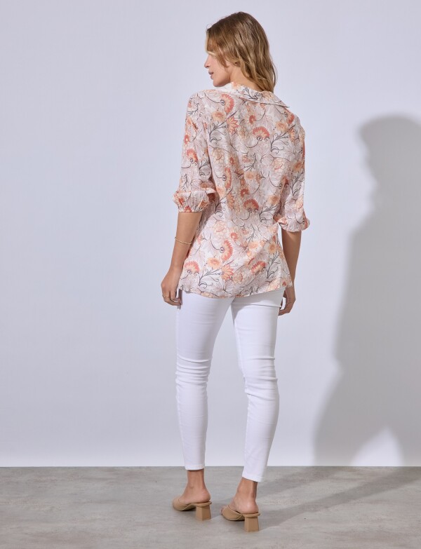 Camisa Gasa Flores MULTI/ROSA