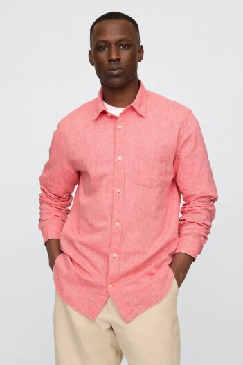 Camisa De Lino Hombre Fresh Coral