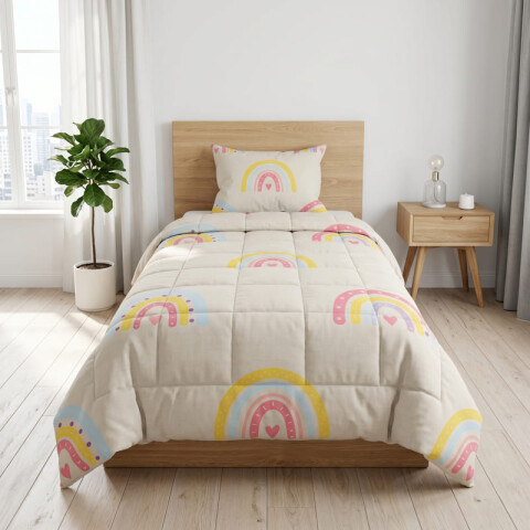 Acolchado 1 Plaza Doble Faz Microfibra Térmico 150 x 230cm - Arcoiris Acolchado 1 Plaza Doble Faz Microfibra Térmico 150 x 230cm - Arcoiris