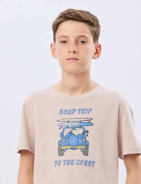 REMERA ESTAMPADA DE ALGODÓN Beige