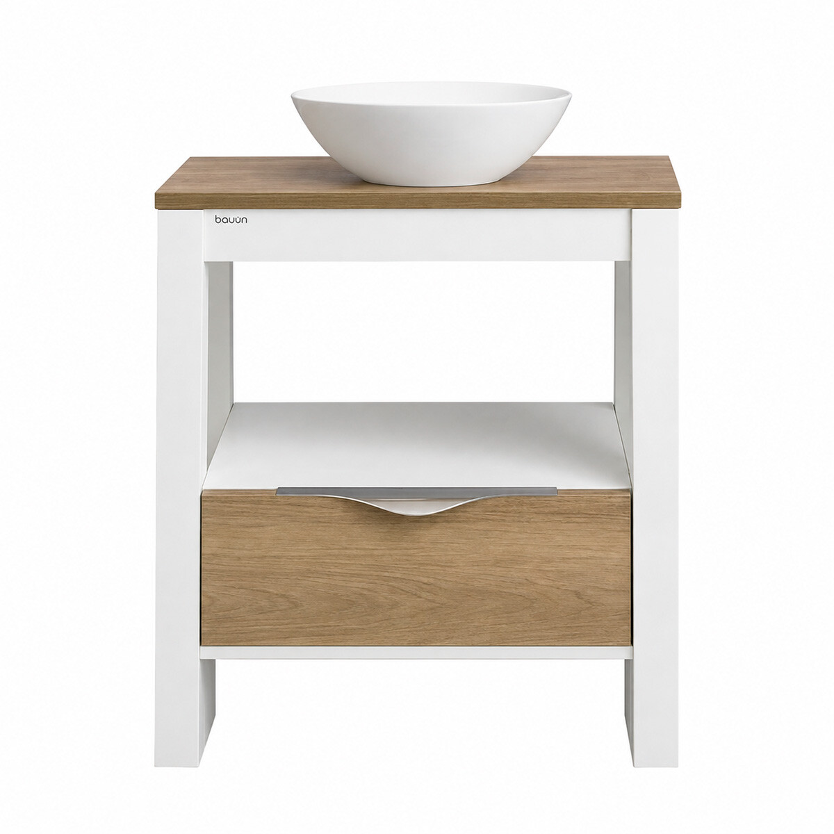 Mueble De Baño Vanity Marrón Con Bacha Blanca 