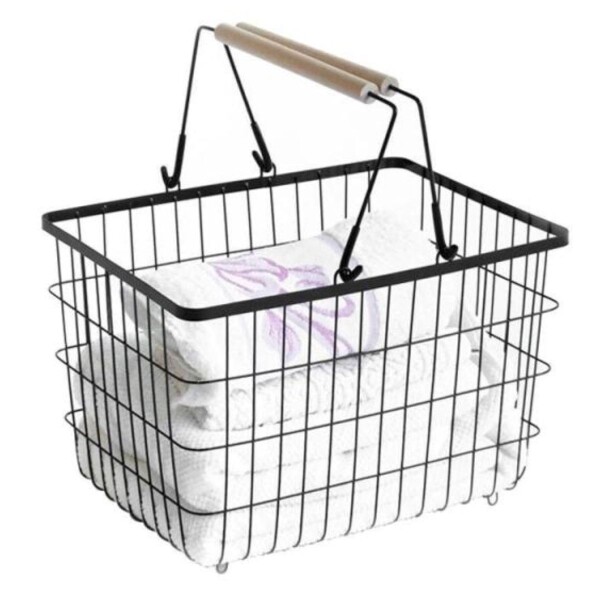 Canasto Cesta Organizador IMBACK Multiuso Metal Grande Con asas Manijas madera Imback Color Negro Canasto Cesta Organizador IMBACK Multiuso Metal Grande Con asas Manijas madera Imback Color Negro