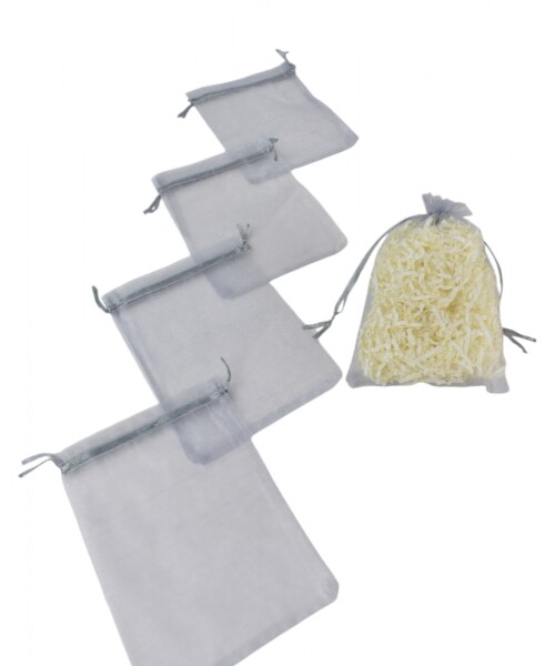Pack x 100 - Bolsas organza 12x17 cm PLATA