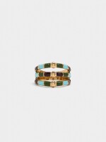 Anillo Efecto Triple Con Esmaltado multicolor