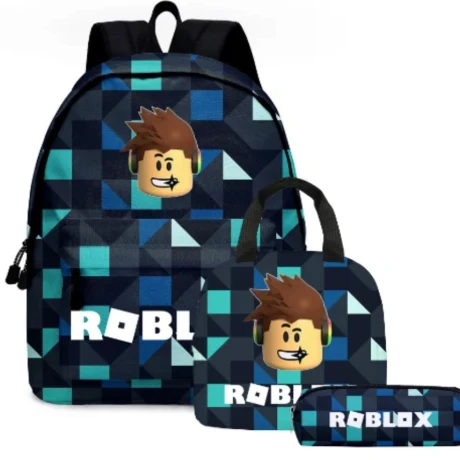 Set de Mochila Lunchera y Cartuchera Roblox CUADROS