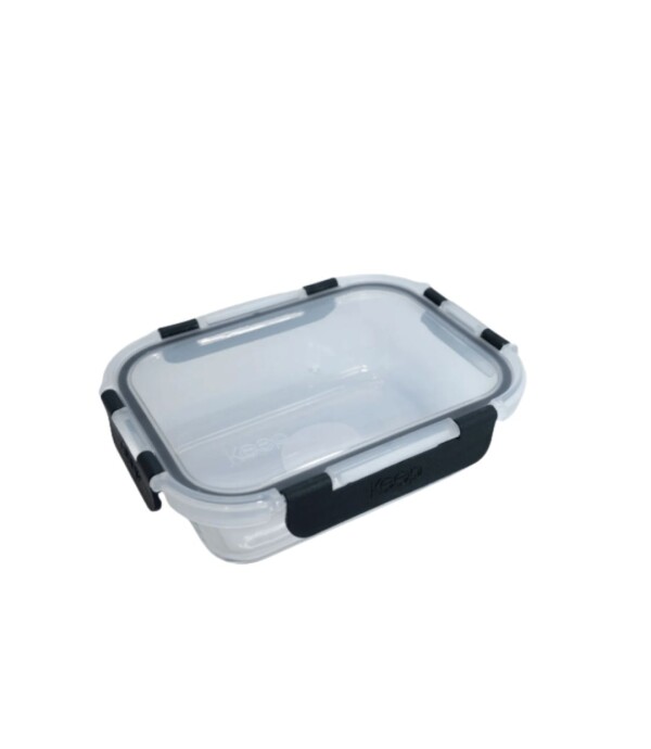 HERMETICO RECTANGULAR 640ML GLASS KEEP Negro