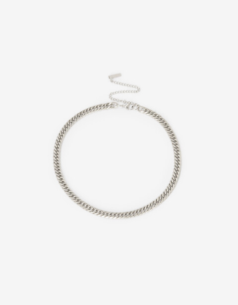 Collares Cortos Metal Collar Corto Bold De Acero - Plateado