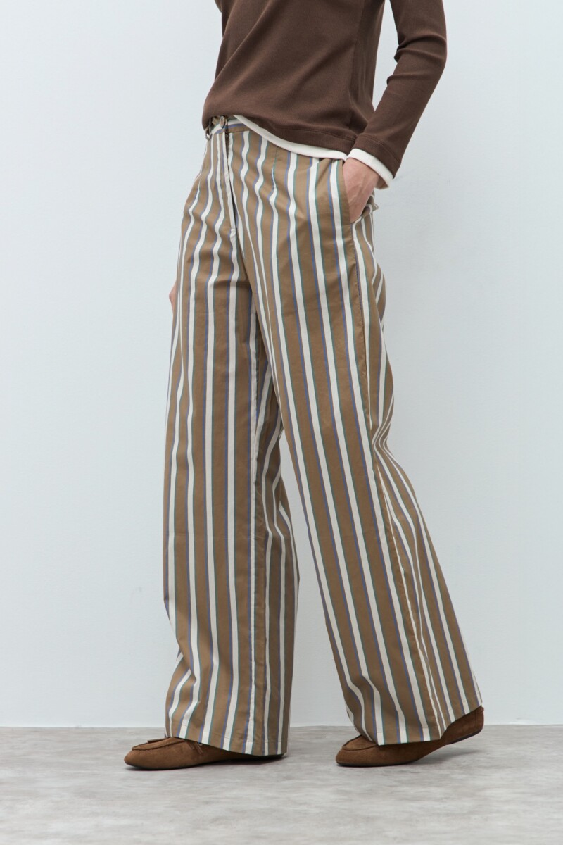 Pantalón rayado khaki