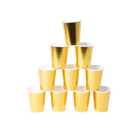 OUTLET Vasos descartables dorados 10 pcs 7*8.5 cm Outlet Vasos Descartables Dorados 10 Pcs 7*8.5 Cm
