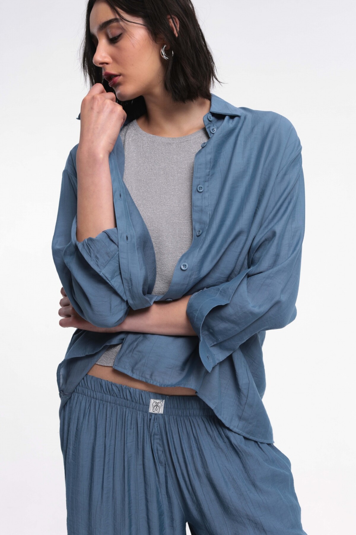 Camisa Bow Azul Indigo