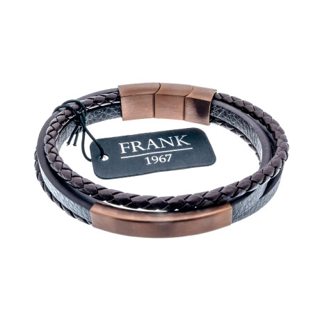 Pulsera de cuero y acero, FRANK Pulsera de cuero y acero, FRANK