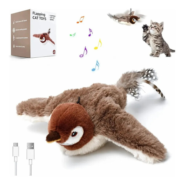 Juguete Para Gatos Pájaro Con Sonido Y Movimiento Juguete Para Gatos Pájaro Con Sonido Y Movimiento