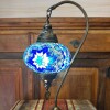 Lámpara vitraux de mesa cuello de cisne azul TM14 Lámpara vitraux de mesa cuello de cisne azul TM14