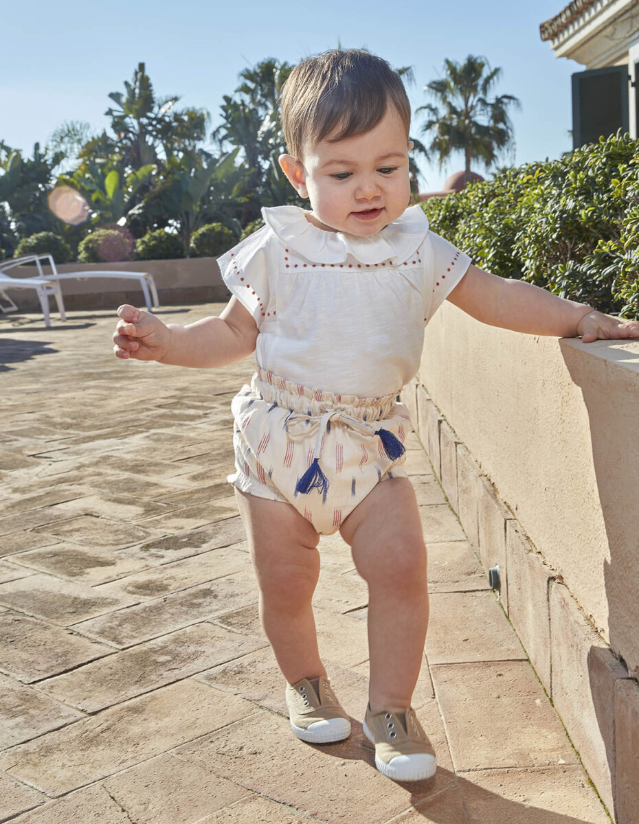 Pantalon Bombacho Ikat - Blanco Roto 