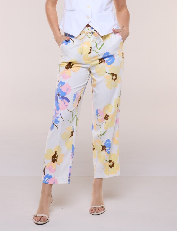 Pantalon Ankle Flores BLANCO/MULTI