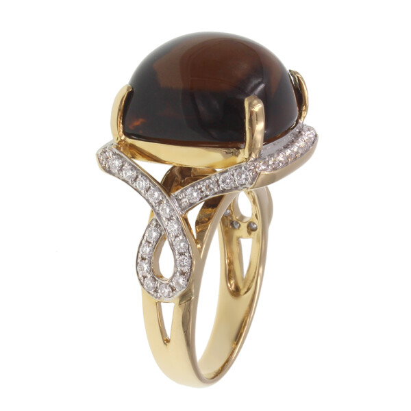 Anillo Kelly de oro amarillo 18k con brillantes y citrino Anillo Kelly de oro amarillo 18k con brillantes y citrino