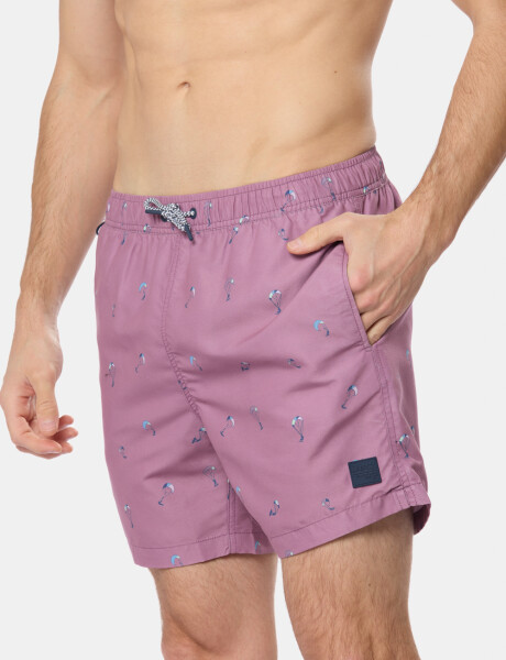 SHORT DE BAÑO ESTAMPADO Rosado