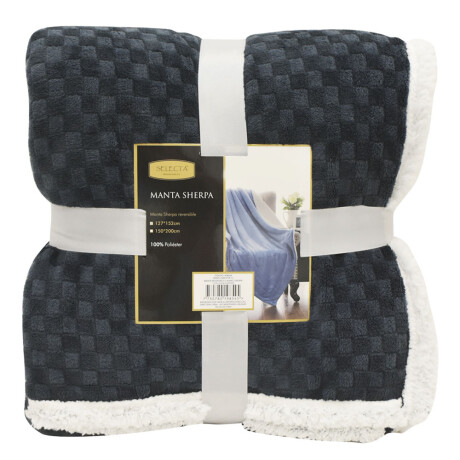 Manta Reversible Flannel/Sherpa Frazada Polar de 127x152cm Azul Marino