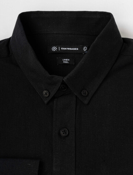 Camisa m/l lisa efecto lino negro