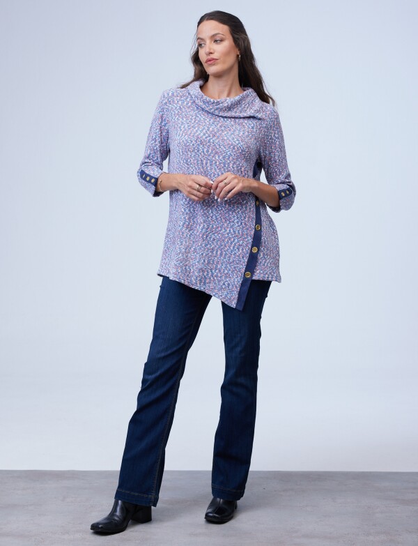 Buzo Velour Botones AZUL/MULTI