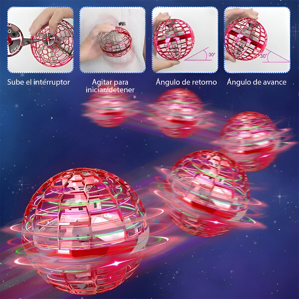 Bola Voladora Magica C/ Luces Spinner Drone Boomerang Color Rojo