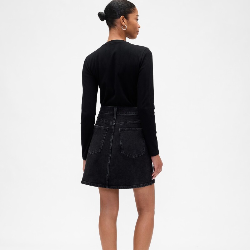 V-DENIM MINI STUD SKIRT BLACK WASH