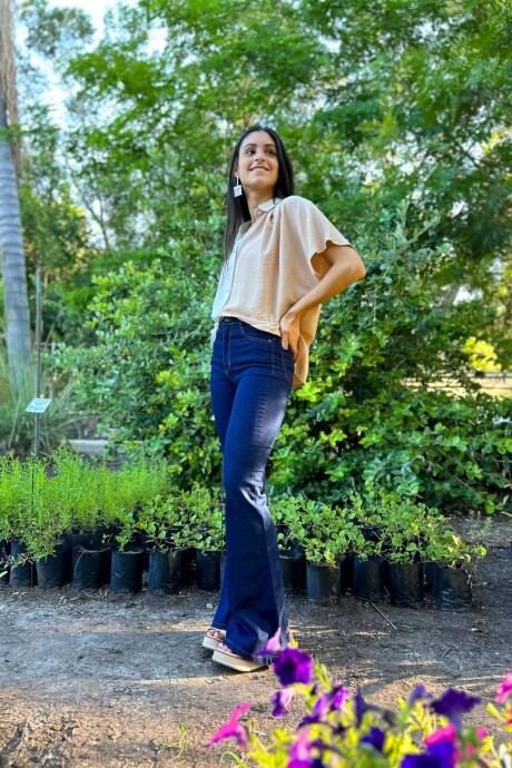 Camisa Aina Blanco y beige