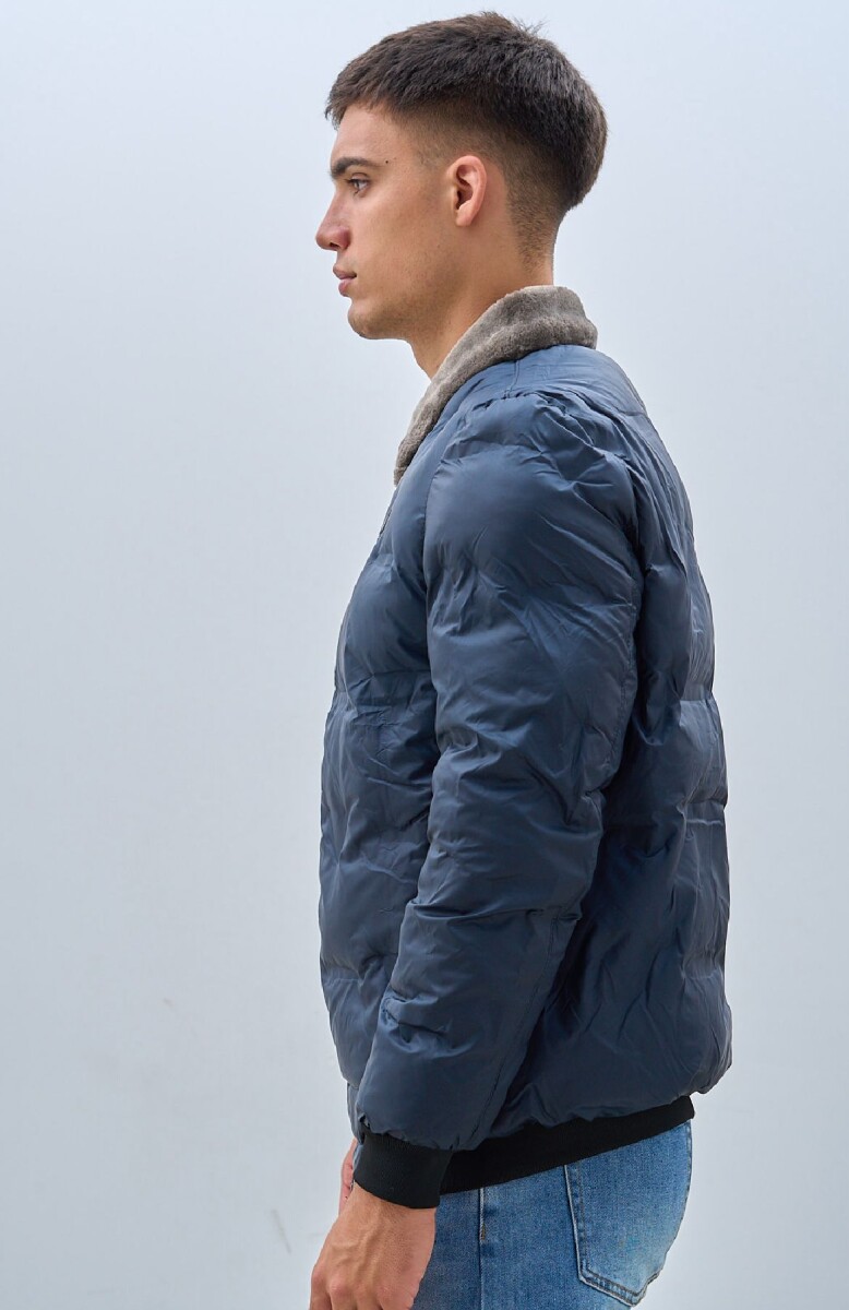 CAMPERA OXX 82261 CUELLO PIEL - AZUL 