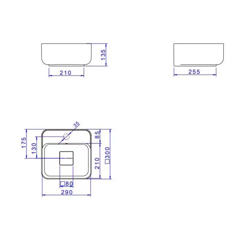 Bacha de apoyo cuadrada 30 cm c/mesa blanca Deca Bacha De Apoyo Cuadrada 30 Cm C/mesa Blanca Deca