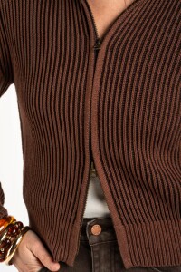 Campera Tejida Algodón Chocolate